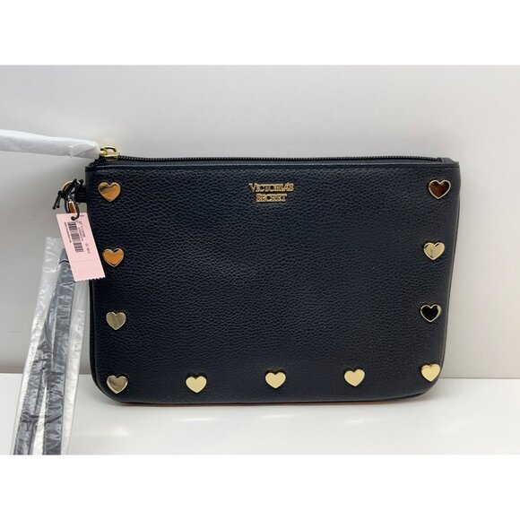 Victorias Secret Heart-Studded Black Wristlet Clutch Bag - Picture 4 of 7